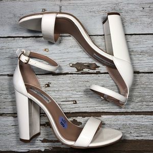 Steve Madden White Patent Cambria Strap Ankle Heel